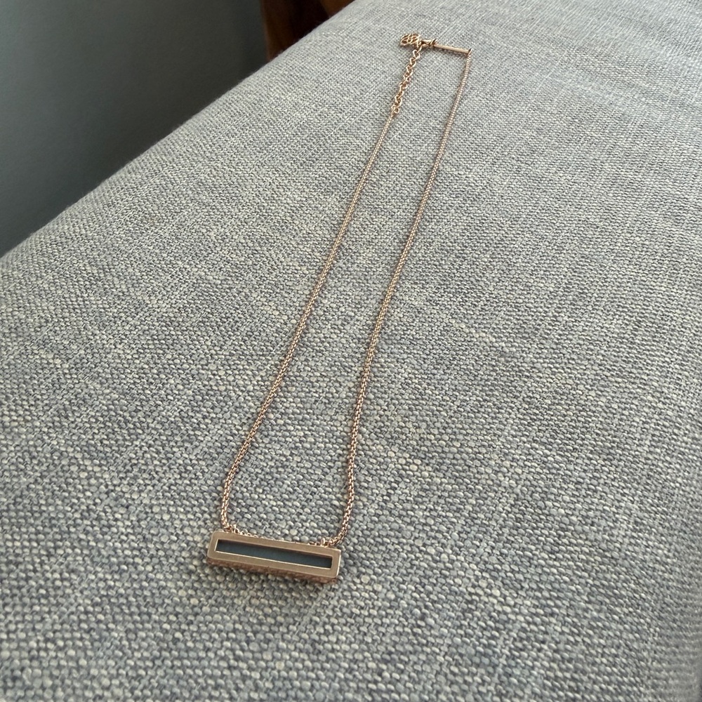 Kendra Scott Leanor Bar Sparkly Drusy Necklace In Rose Gold - Picture 5 of 5